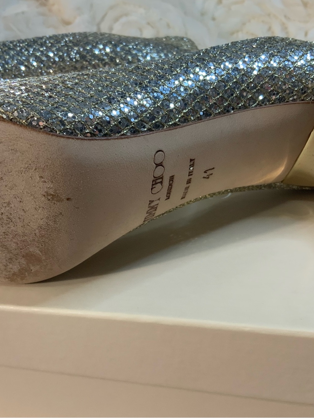 Jimmy Choo Silver Glitter Pointed Pumps with Stiletto Heel - Picture 5 of 5